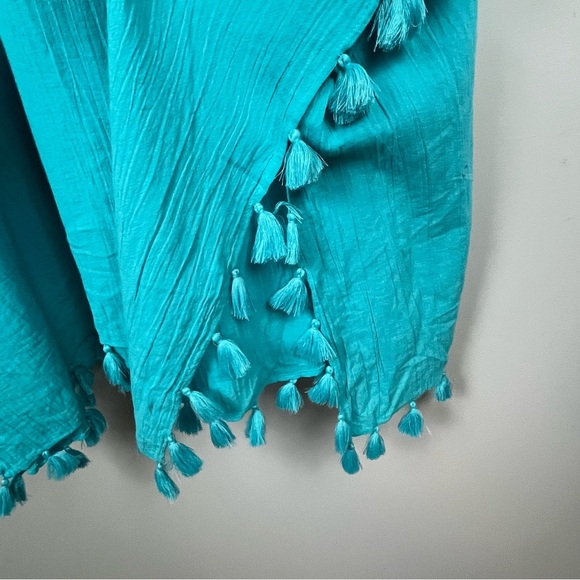 NWT Swimsuits for all aqua tassel trimmed kaftan style 100% swim cover, 18/24. - Picture 6 of 10